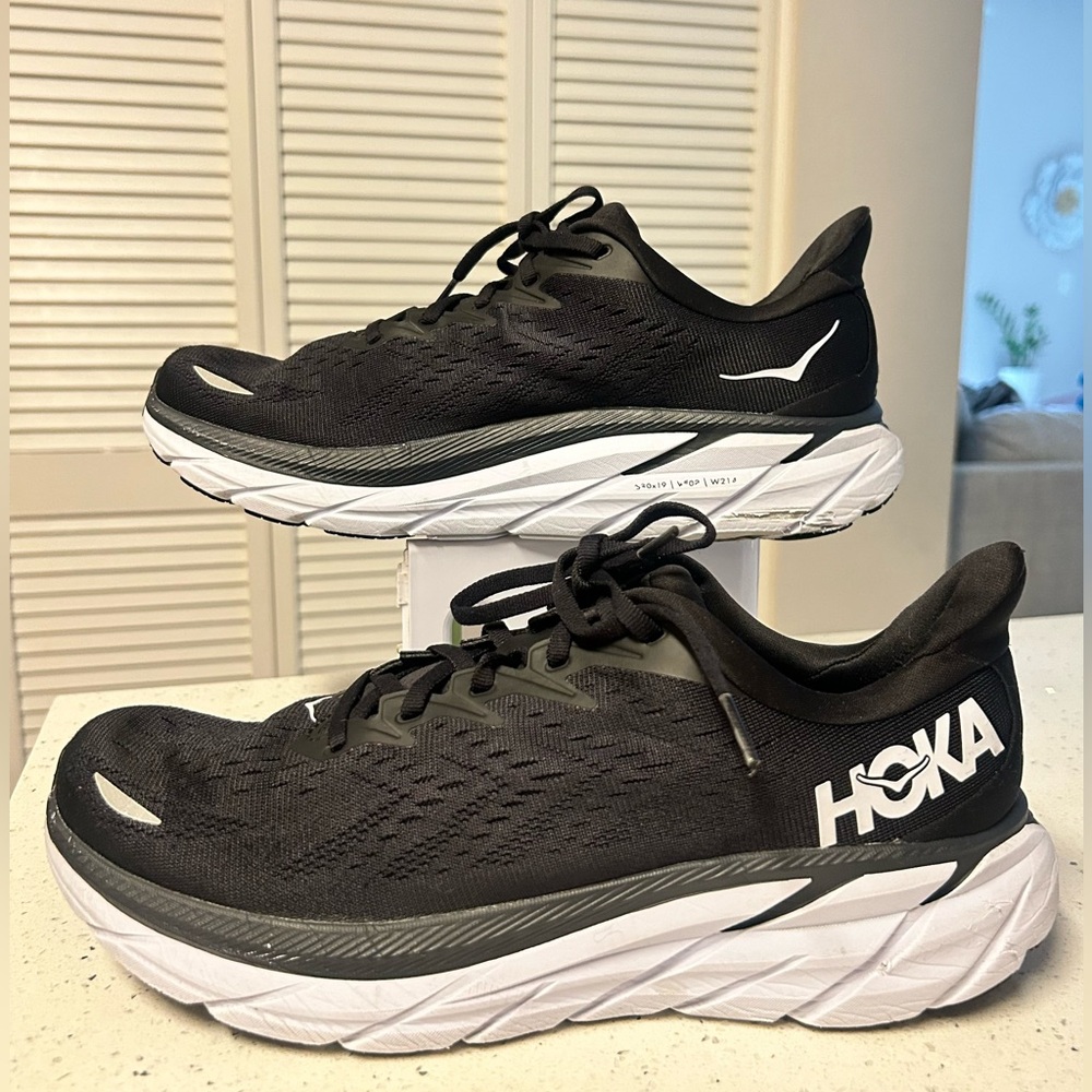 Hoka Men's Black and White Running Shoes